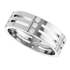 Men's Lab-Grown Diamond Patterned Eternity Band — 14K White Gold, side view