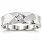 Men's 1/10 CT Lab-Grown Diamond Faceted Solitaire Band — 14K White Gold, front view