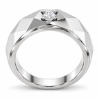 Men's 1/10 CT Lab-Grown Diamond Faceted Solitaire Band — 14K White Gold, profile view