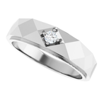 Men's 1/10 CT Lab-Grown Diamond Faceted Solitaire Band — 14K White Gold, side view