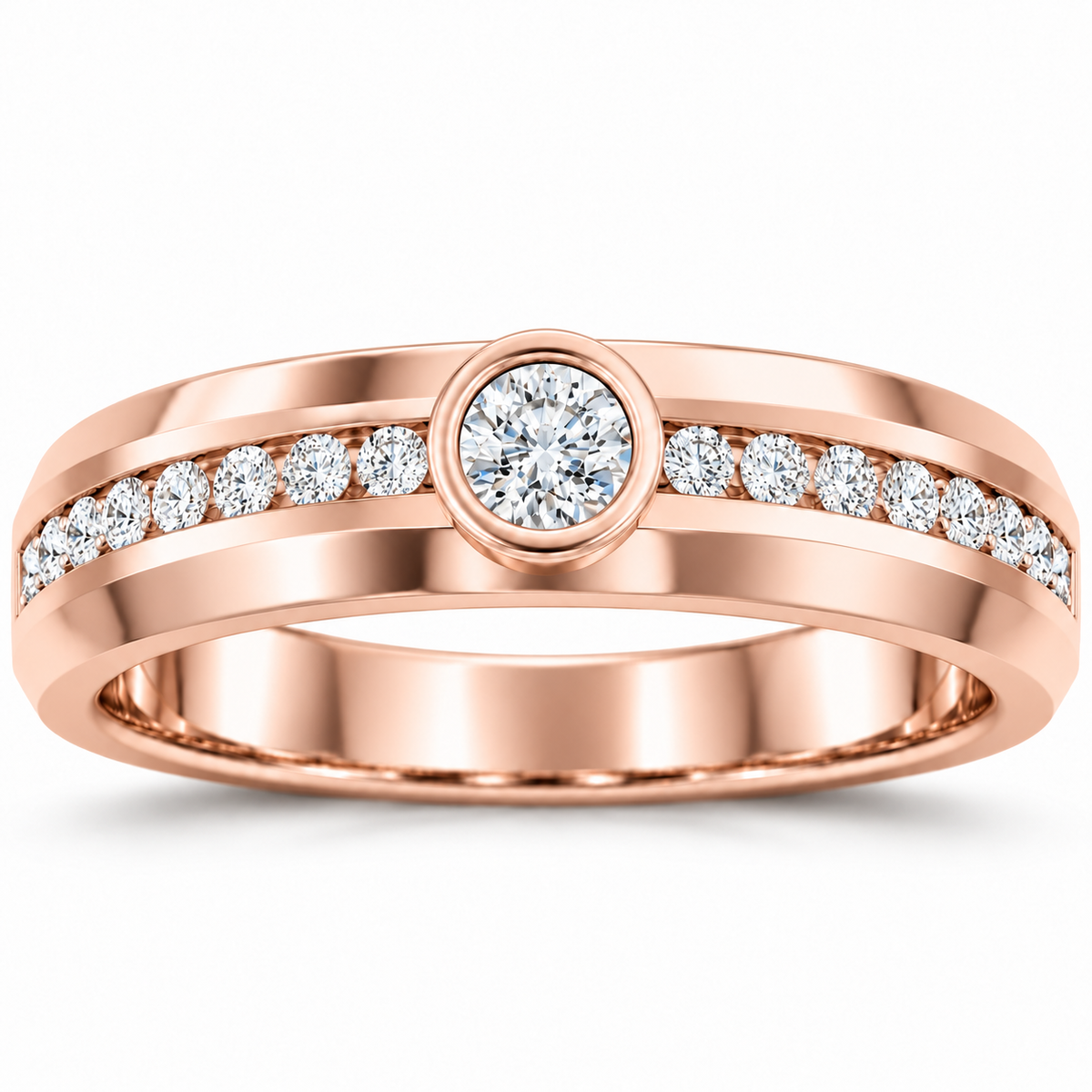 Men's 1/2 CTW Lab-Grown Diamond Accented Band — 14K Rose Gold, front view