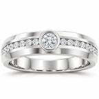 Men's 1/2 CTW Lab-Grown Diamond Accented Band — 14K White Gold, front view