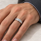 Men's 1/2 CTW Lab-Grown Diamond Accented Band — 14K White Gold, hand view