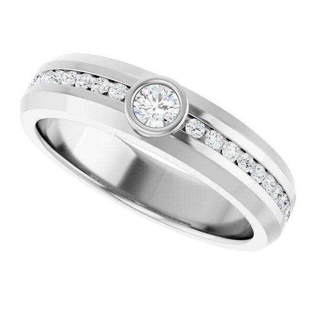 Men's 1/2 CTW Lab-Grown Diamond Accented Band — 14K White Gold, side view