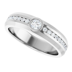 Men's 1/2 CTW Lab-Grown Diamond Accented Band — 14K White Gold, side view