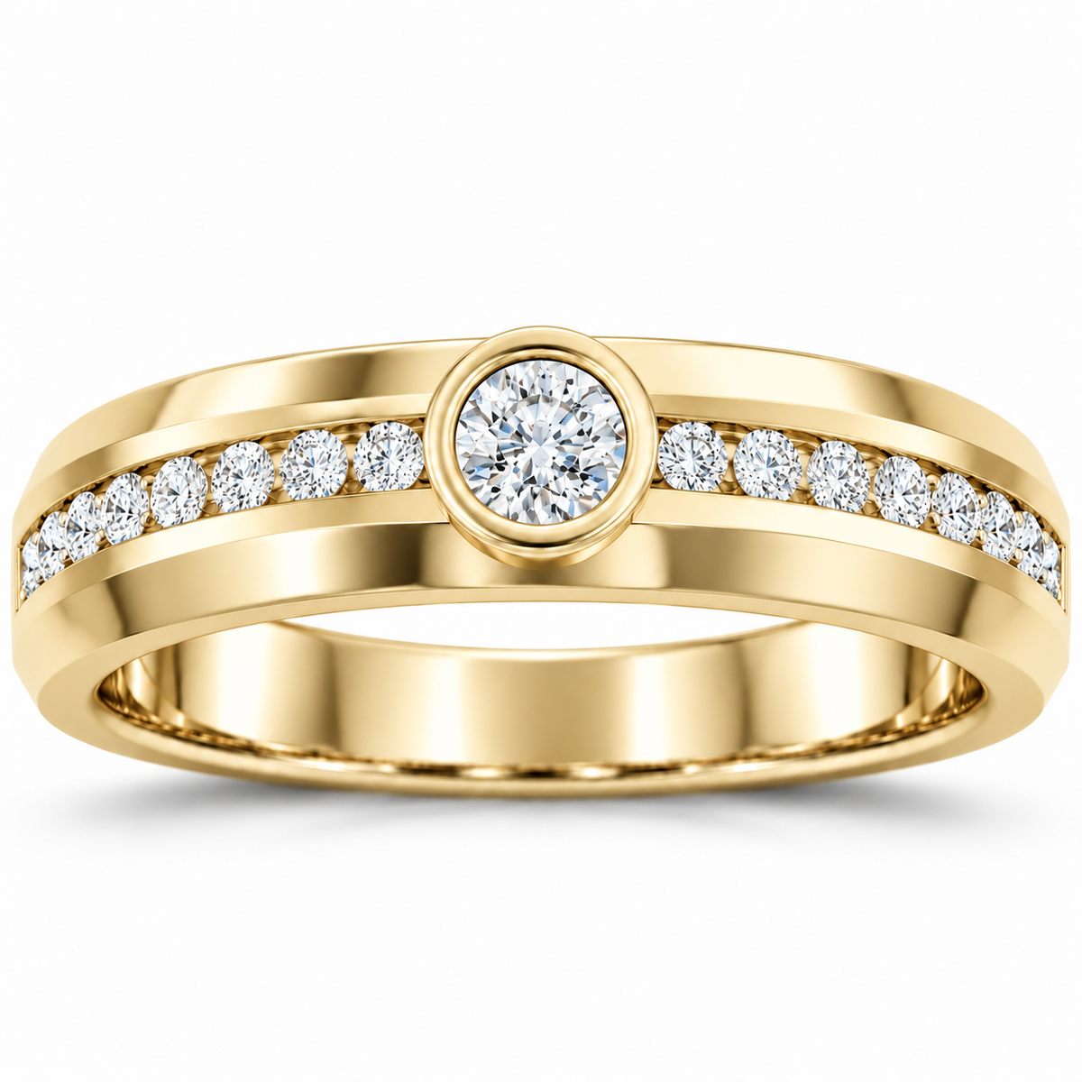 Men's 1/2 CTW Lab-Grown Diamond Accented Band — 14K Yellow Gold, front view