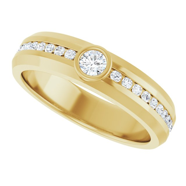 Men's 1/2 CTW Lab-Grown Diamond Accented Band — 14K Yellow Gold, side view