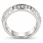 Men's 1/6 CTW Lab-Grown Diamond Floral Band — 14K White Gold, profile view