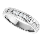 Men's 1/6 CTW Lab-Grown Diamond Floral Band — 14K White Gold, side view