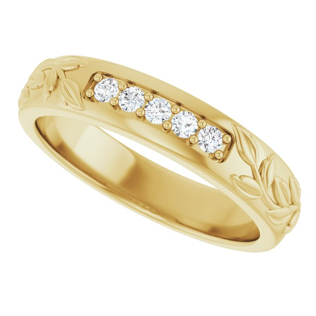 Men's 1/6 CTW Lab-Grown Diamond Floral Band — 14K Yellow Gold, side view
