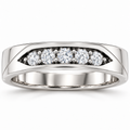 Men's 1/2 CTW Lab-Grown Diamond Five-Stone Band — 14K White Gold, front view