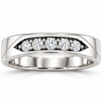 Men's 1/2 CTW Lab-Grown Diamond Five-Stone Band — 14K White Gold, front view