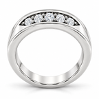 Men's 1/2 CTW Lab-Grown Diamond Five-Stone Band — 14K White Gold, profile view