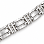 Close-up of the rectangular white gold links and diamond-set connectors