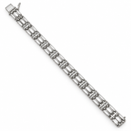 Full-length view of the 8-inch 14K white gold diamond link bracelet with open clasp