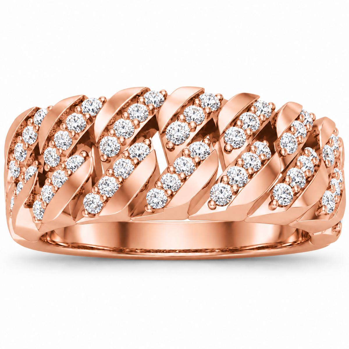 Men's 3/4 CTW Lab-Grown Diamond Band – 689041 — 14K Rose Gold, front view