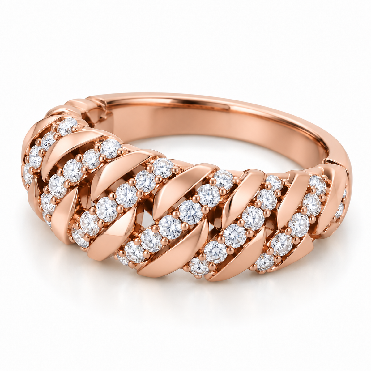 Men's 3/4 CTW Lab-Grown Diamond Band – 689041 — 14K Rose Gold, side view