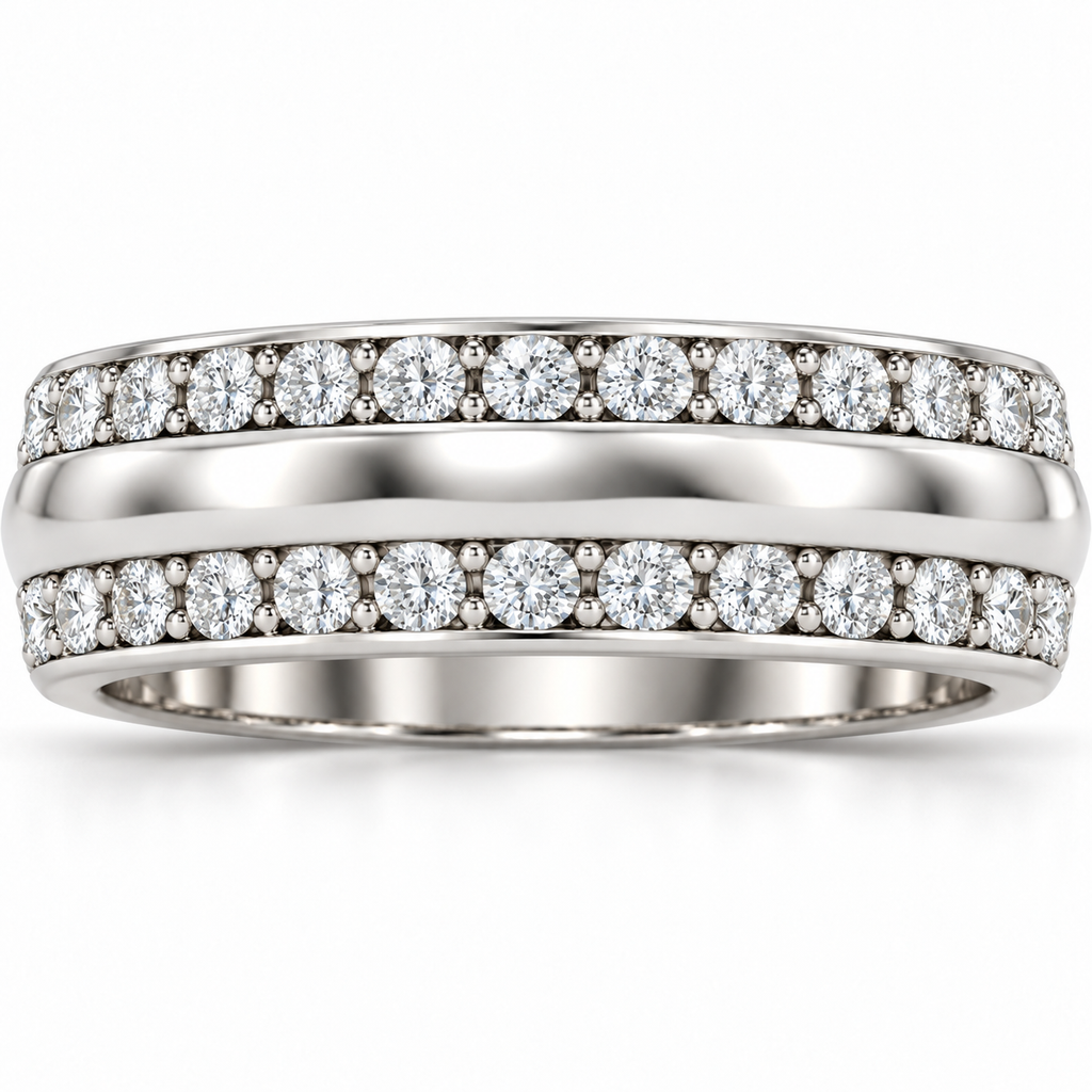 Men's 2 CTW Lab-Grown Diamond Band – 689067 — 14K White Gold, front view