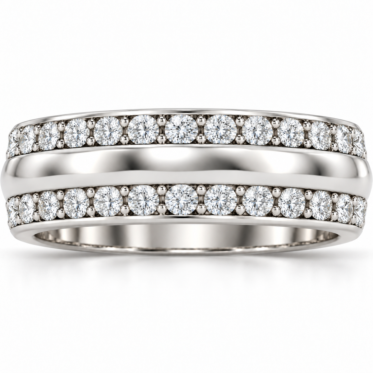 Men's 2 CTW Lab-Grown Diamond Band – 689067 — 14K White Gold, front view