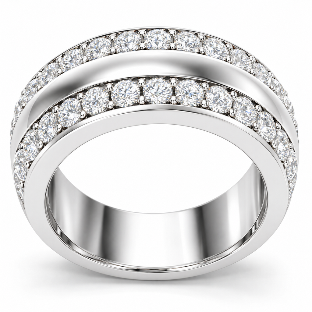 Men's 2 CTW Lab-Grown Diamond Band – 689067 — 14K White Gold, profile view
