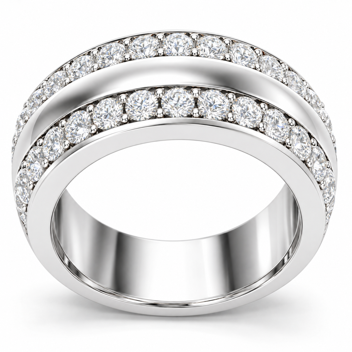 Men's 2 CTW Lab-Grown Diamond Band – 689067 — 14K White Gold, profile view