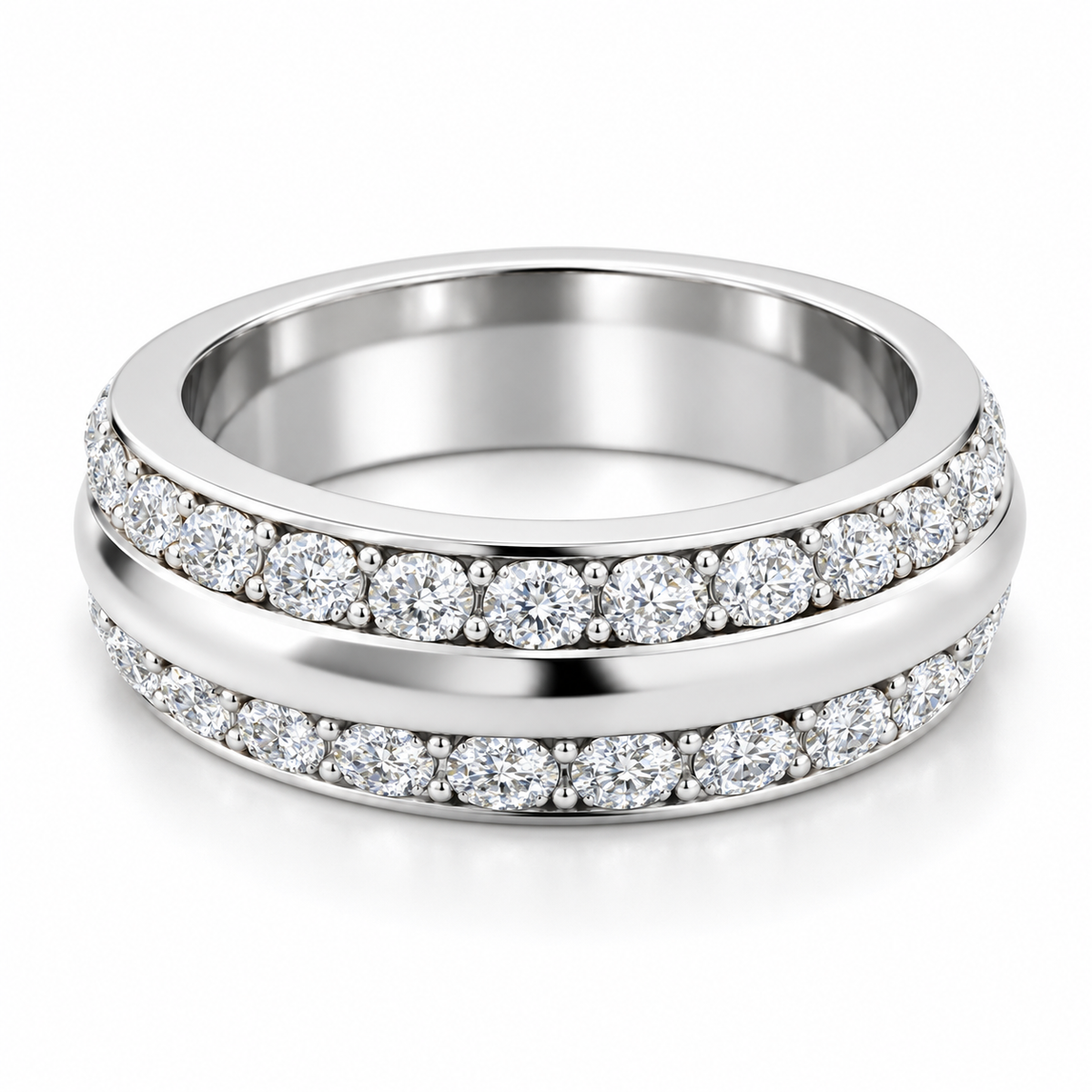 Men's 2 CTW Lab-Grown Diamond Band – 689067 — 14K White Gold, side view