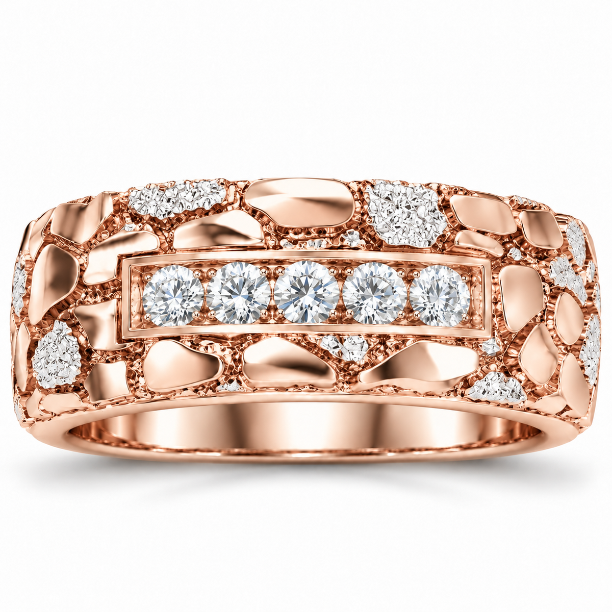 Men's 1/2 CTW Lab-Grown Diamond Band – 689068 — 14K Rose Gold, front view