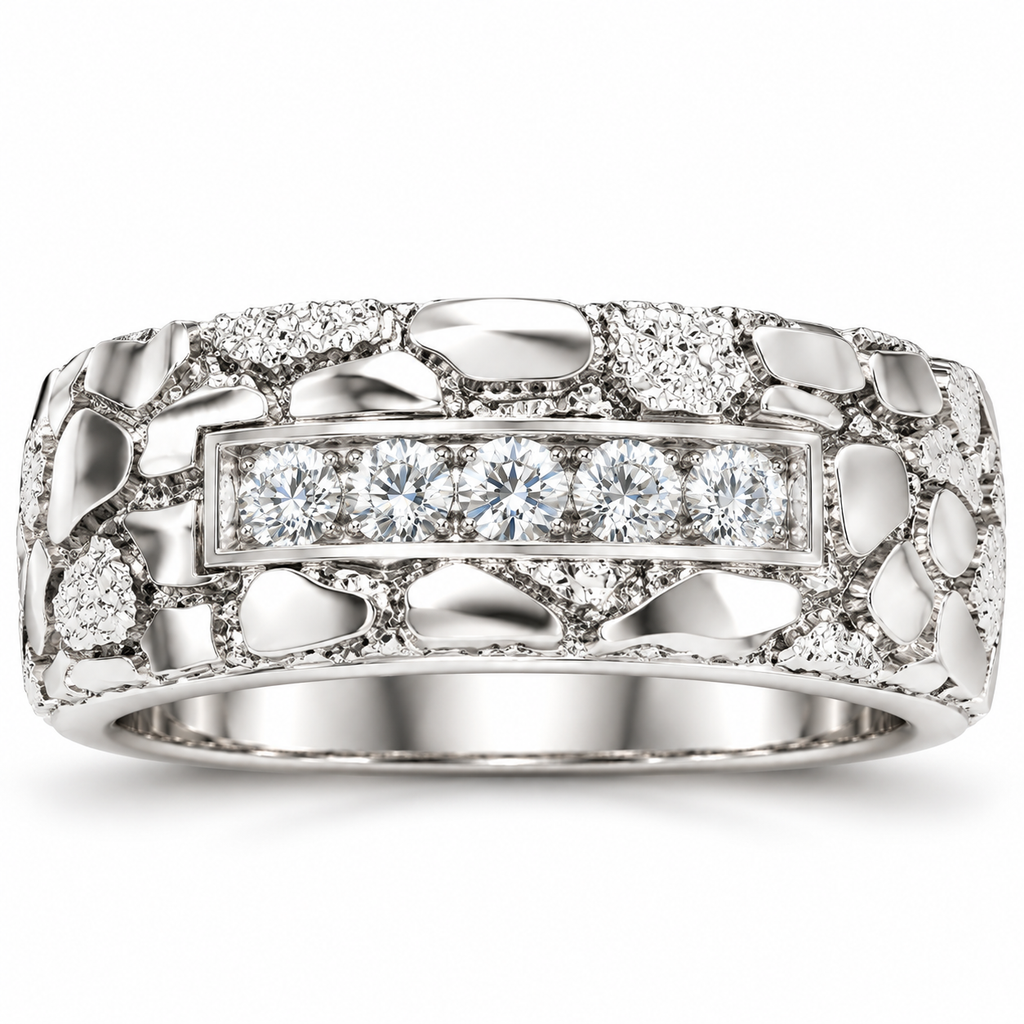 Men's 1/2 CTW Lab-Grown Diamond Band – 689068 — 14K White Gold, front view