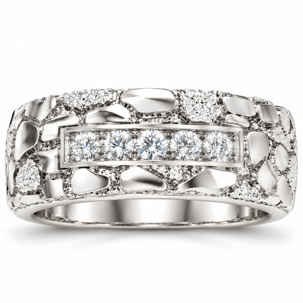Men's 1/2 CTW Lab-Grown Diamond Band – 689068 — 14K White Gold, front view