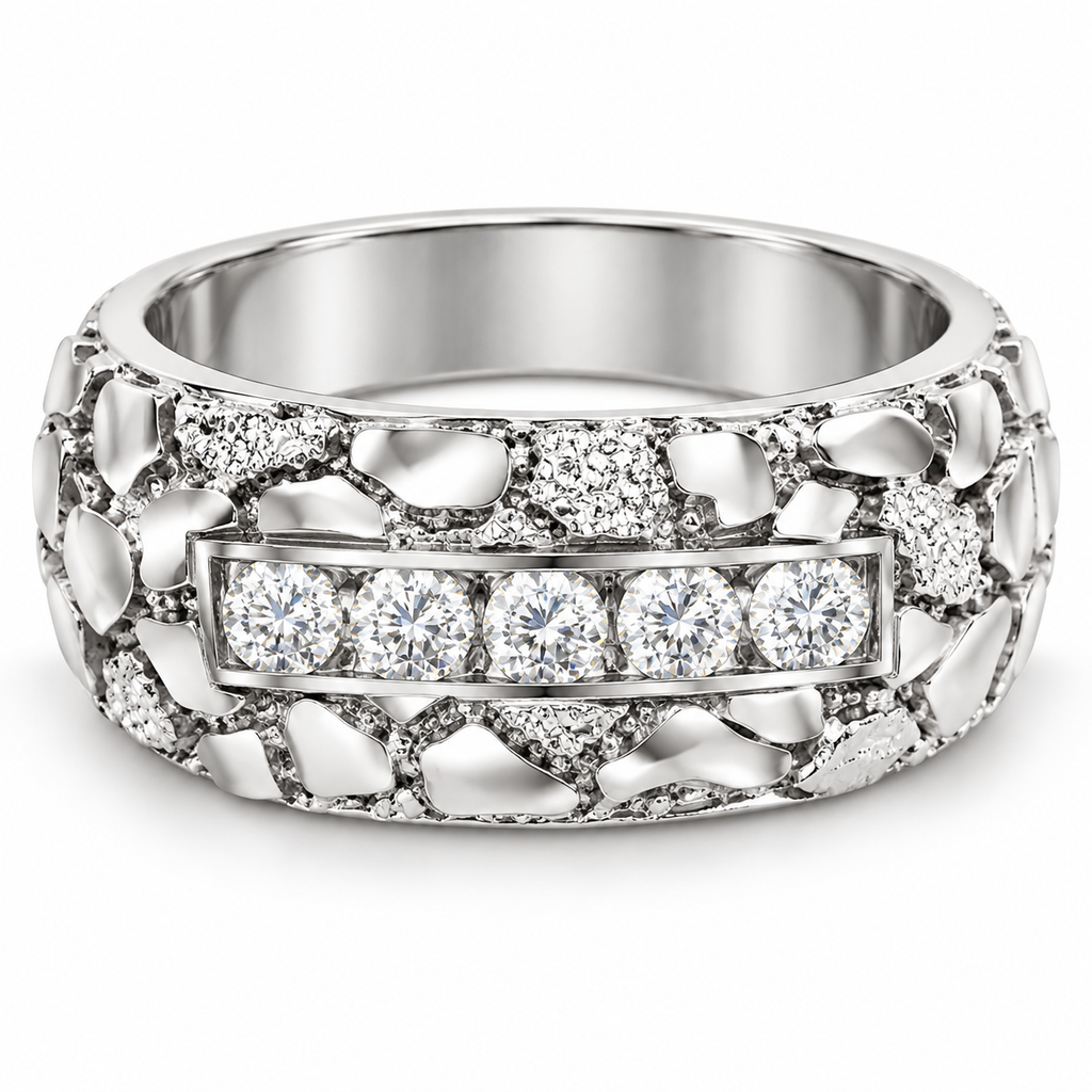 Men's 1/2 CTW Lab-Grown Diamond Band – 689068 — 14K White Gold, profile view