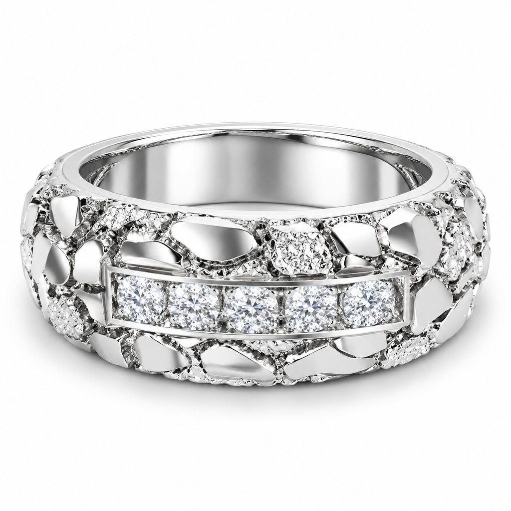Men's 1/2 CTW Lab-Grown Diamond Band – 689068 — 14K White Gold, side view