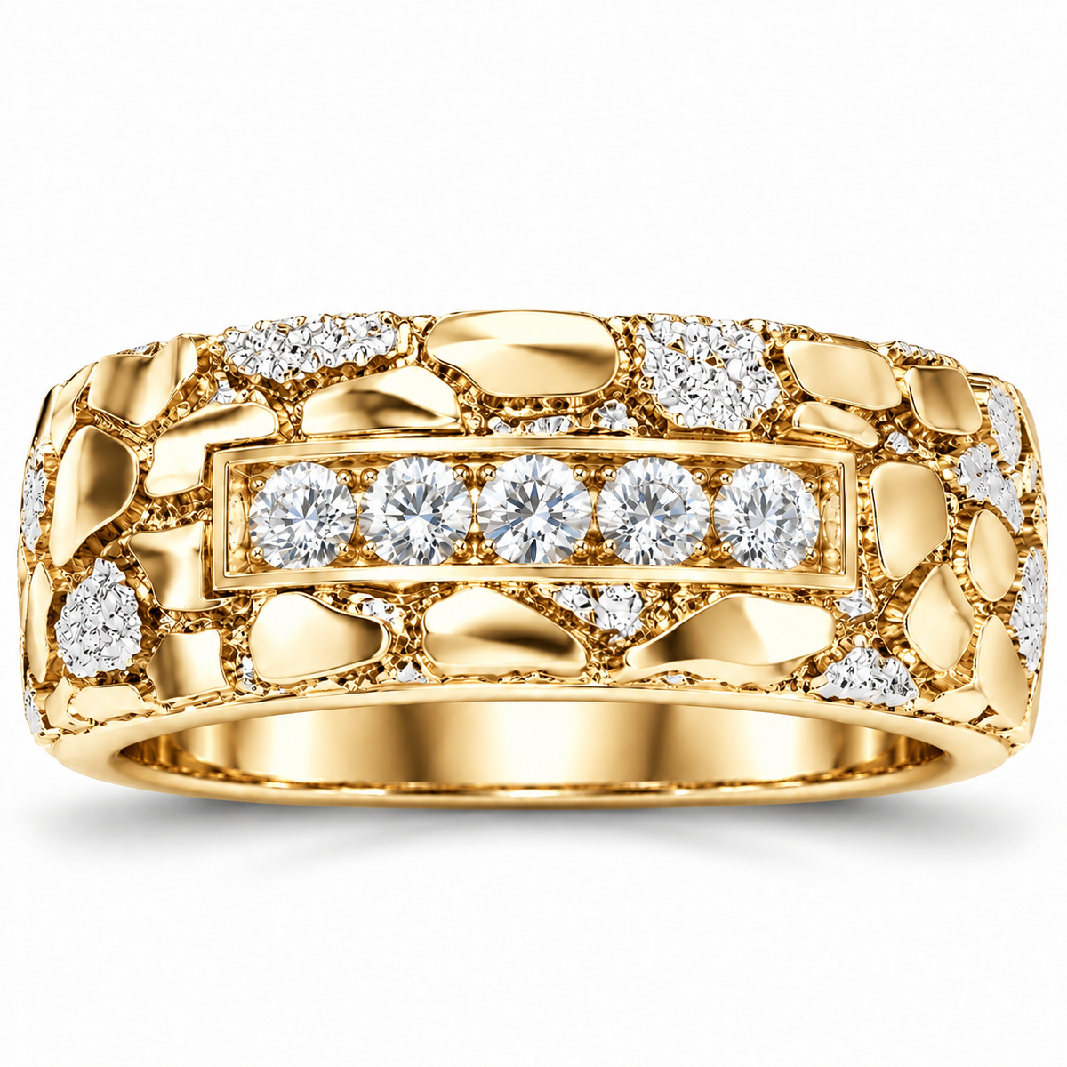 Men's 1/2 CTW Lab-Grown Diamond Band – 689068 — 14K Yellow Gold, front view