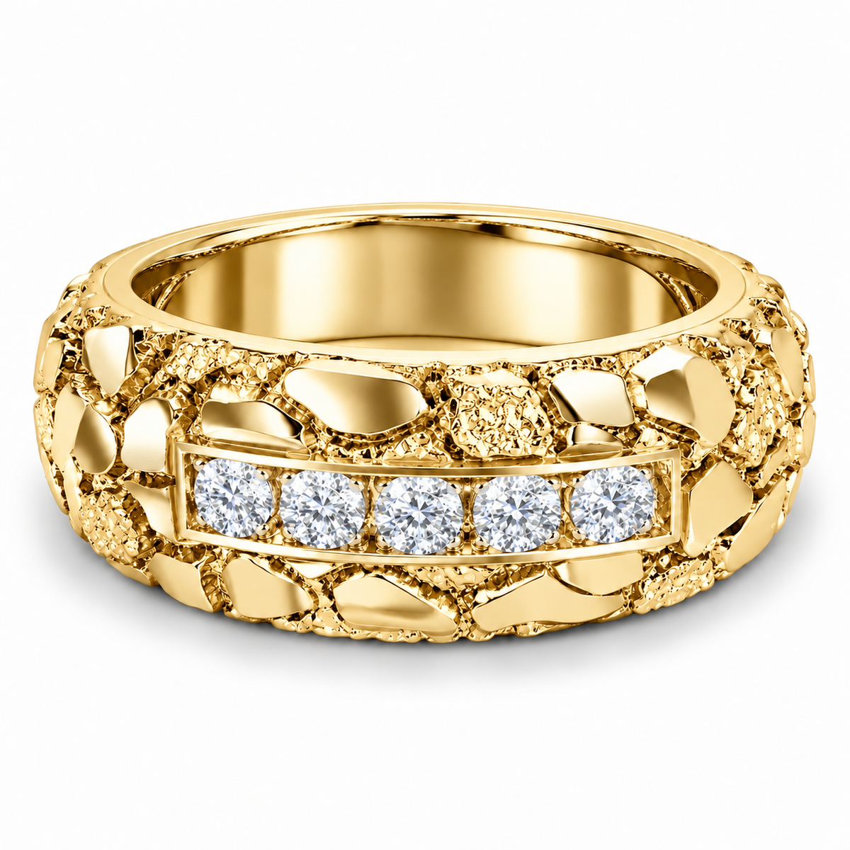 Men's 1/2 CTW Lab-Grown Diamond Band – 689068 — 14K Yellow Gold, side view