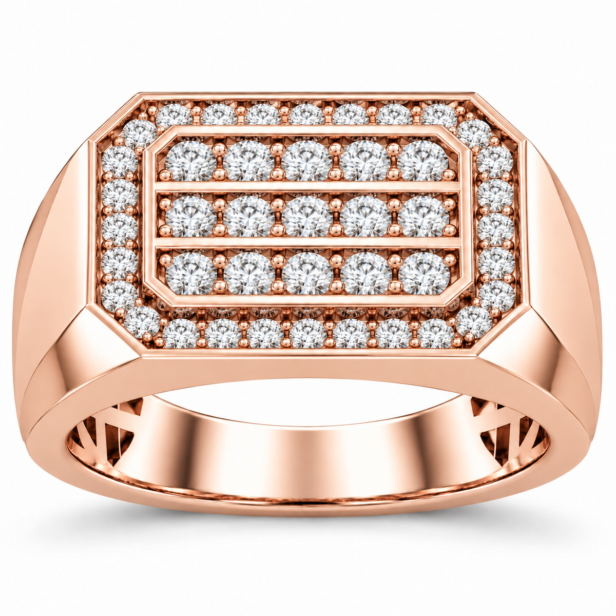 Men's 9/10 CTW Lab-Grown Diamond Band – 689069 — 14K Rose Gold, front view