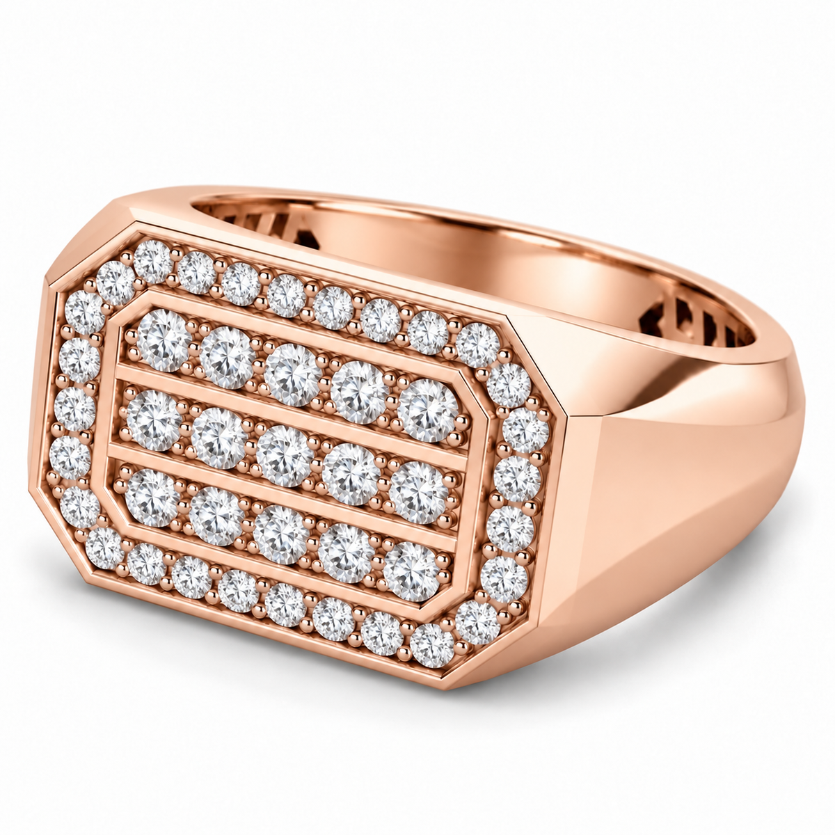 Men's 9/10 CTW Lab-Grown Diamond Band – 689069 — 14K Rose Gold, side view