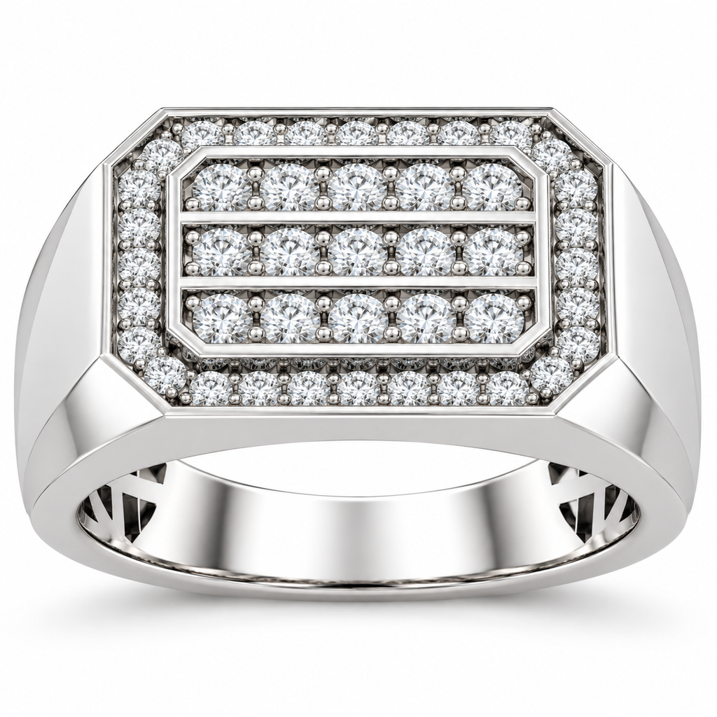 Men's 9/10 CTW Lab-Grown Diamond Band – 689069 — 14K White Gold, front view