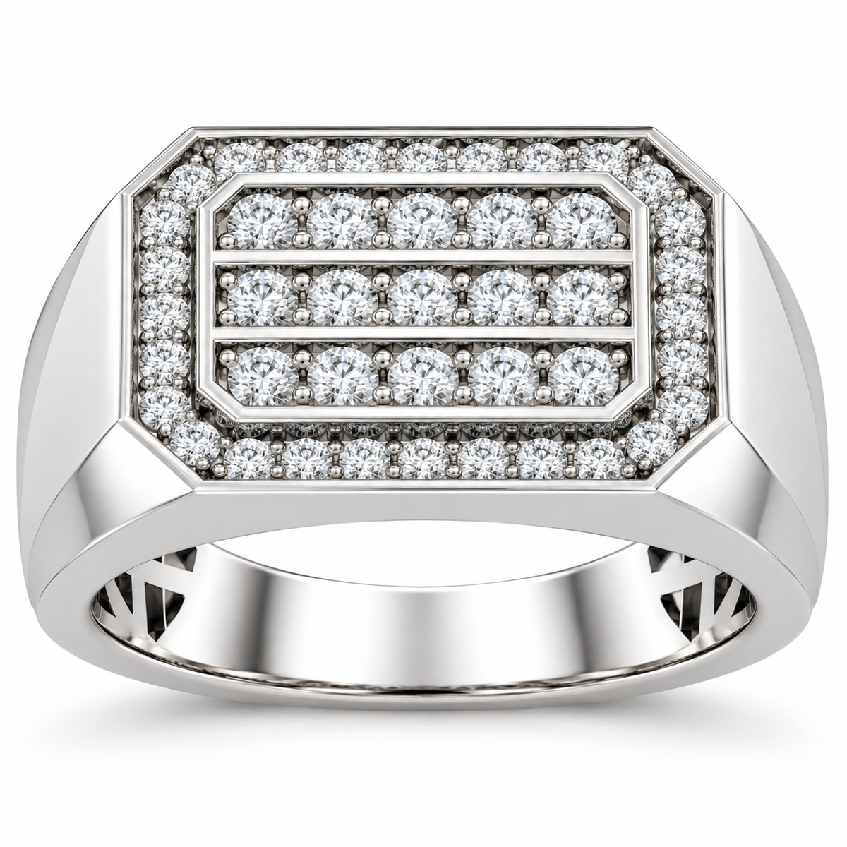 Men's 9/10 CTW Lab-Grown Diamond Band – 689069 — 14K White Gold, front view