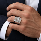 Men's 9/10 CTW Lab-Grown Diamond Band – 689069 — 14K White Gold, on-hand view