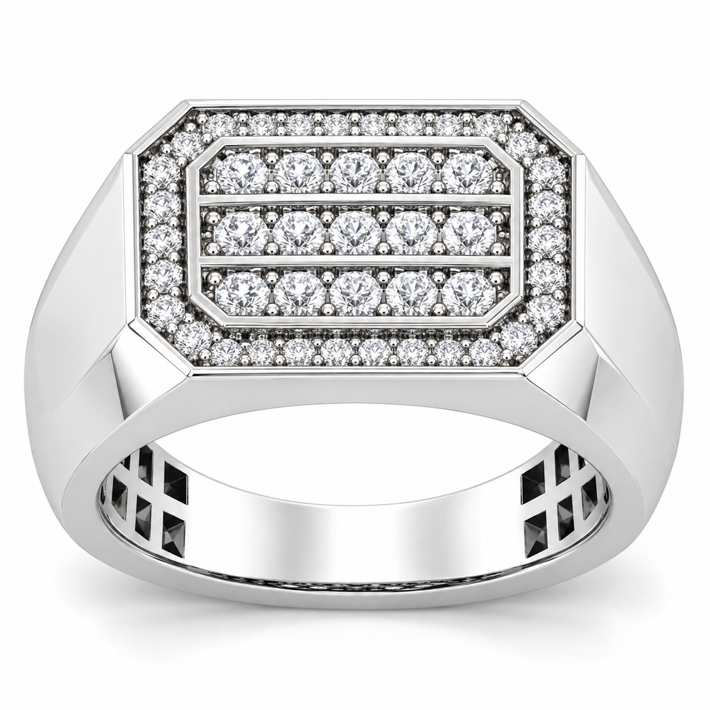 Men's 9/10 CTW Lab-Grown Diamond Band – 689069 — 14K White Gold, profile view
