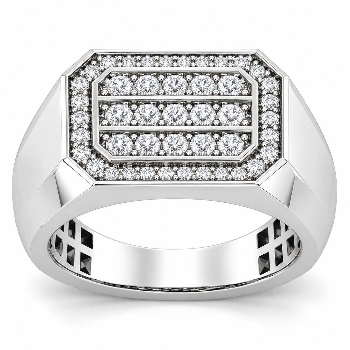 Men's 9/10 CTW Lab-Grown Diamond Band – 689069 — 14K White Gold, profile view