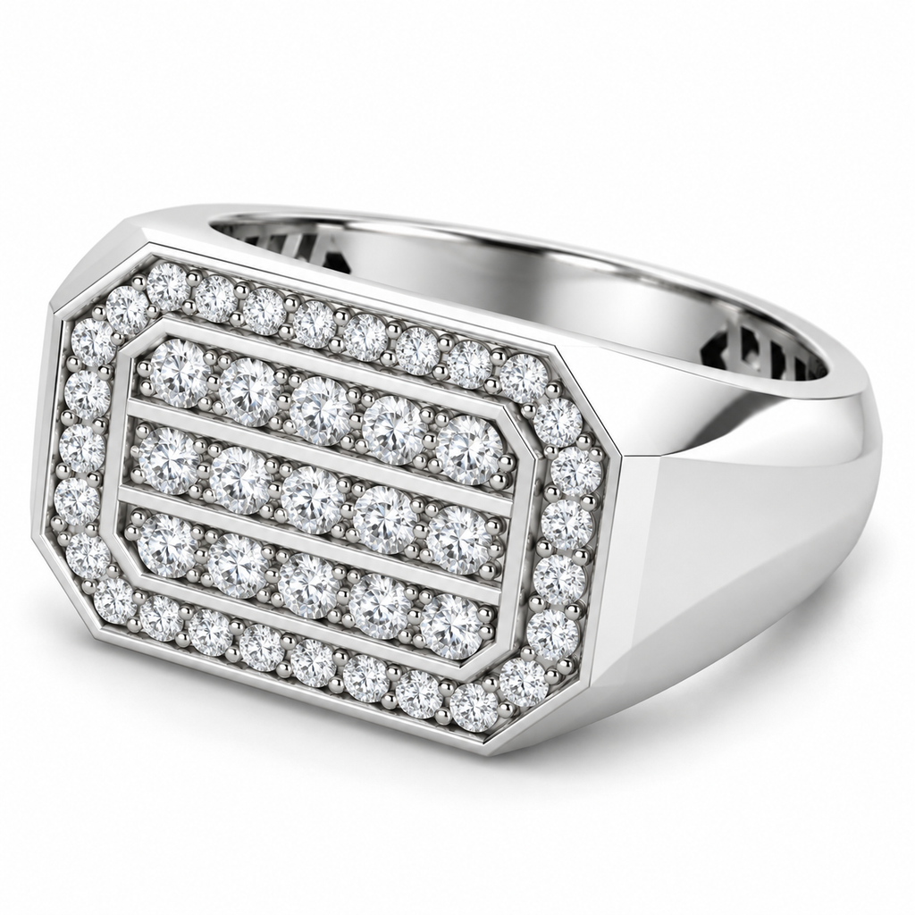 Men's 9/10 CTW Lab-Grown Diamond Band – 689069 — 14K White Gold, side view