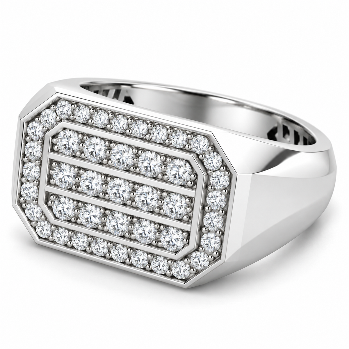 Men's 9/10 CTW Lab-Grown Diamond Band – 689069 — 14K White Gold, side view