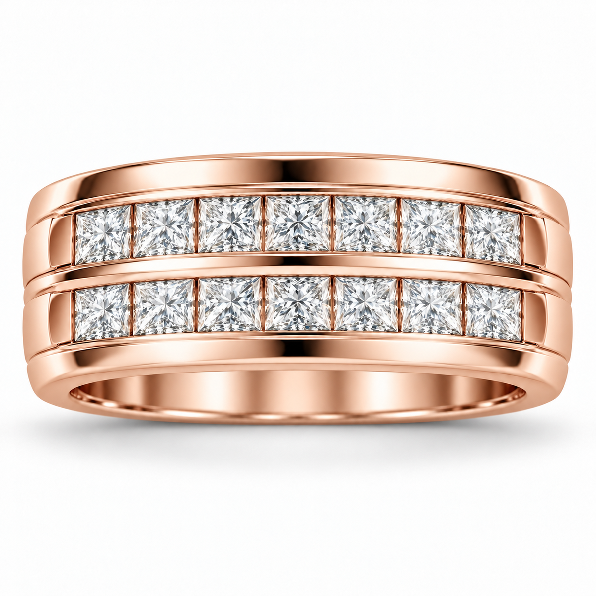 Men's 1 1/4 CTW Lab-Grown Diamond Band – 689071 — 14K Rose Gold, front view