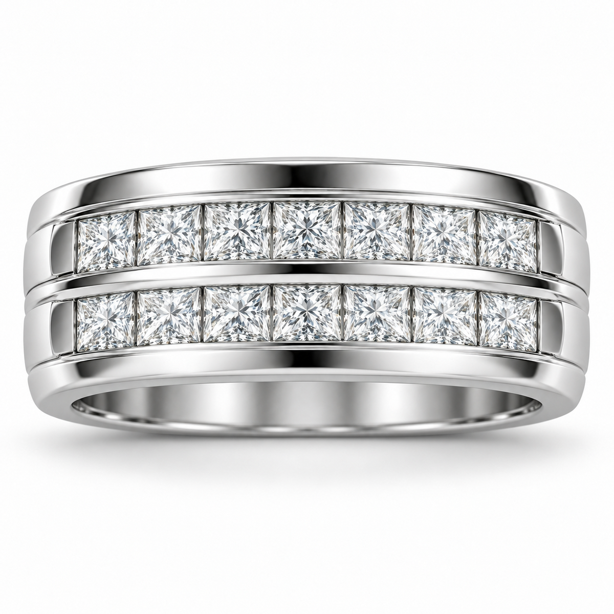 Men's 1 1/4 CTW Lab-Grown Diamond Band – 689071 — 14K White Gold, front view