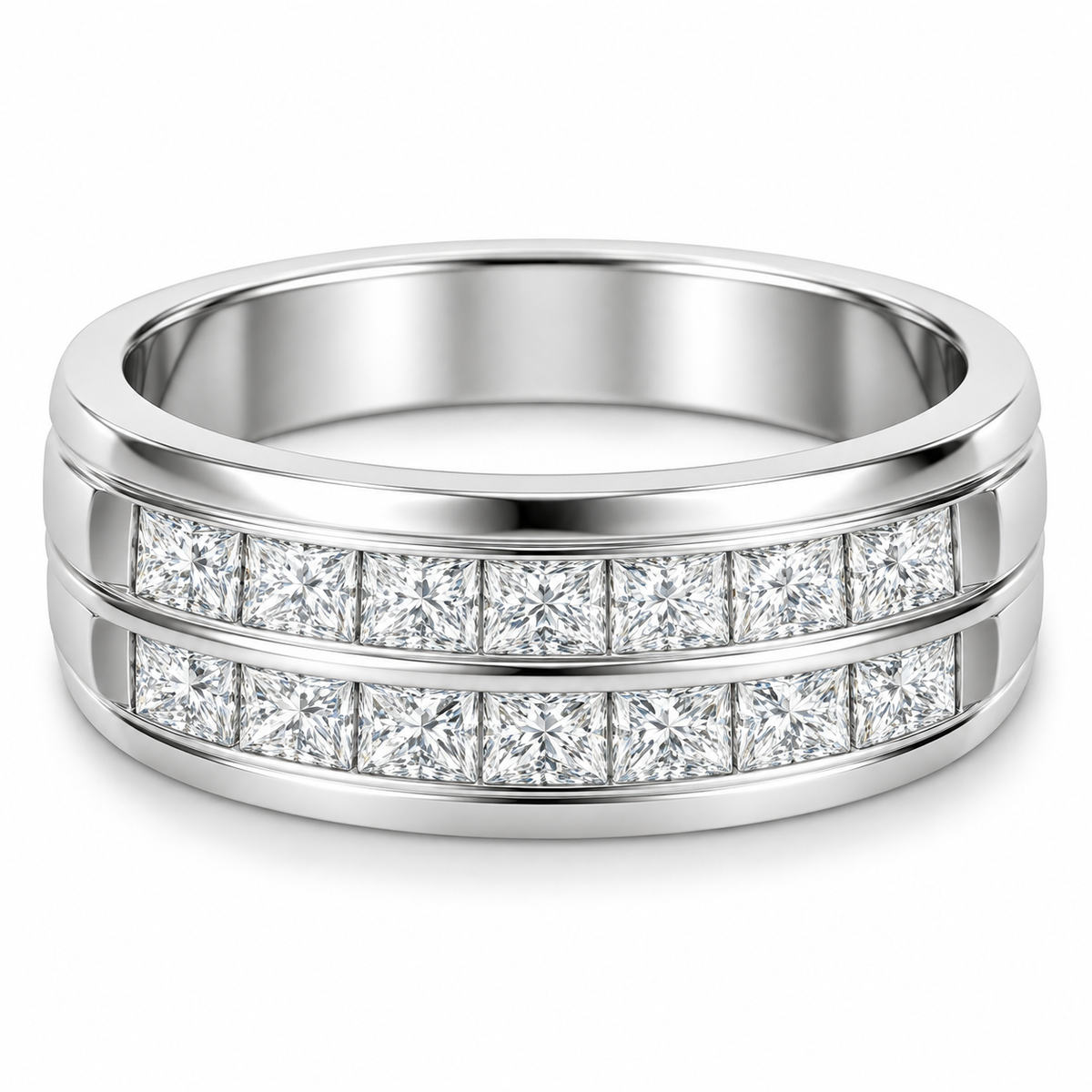 Men's 1 1/4 CTW Lab-Grown Diamond Band – 689071 — 14K White Gold, profile view