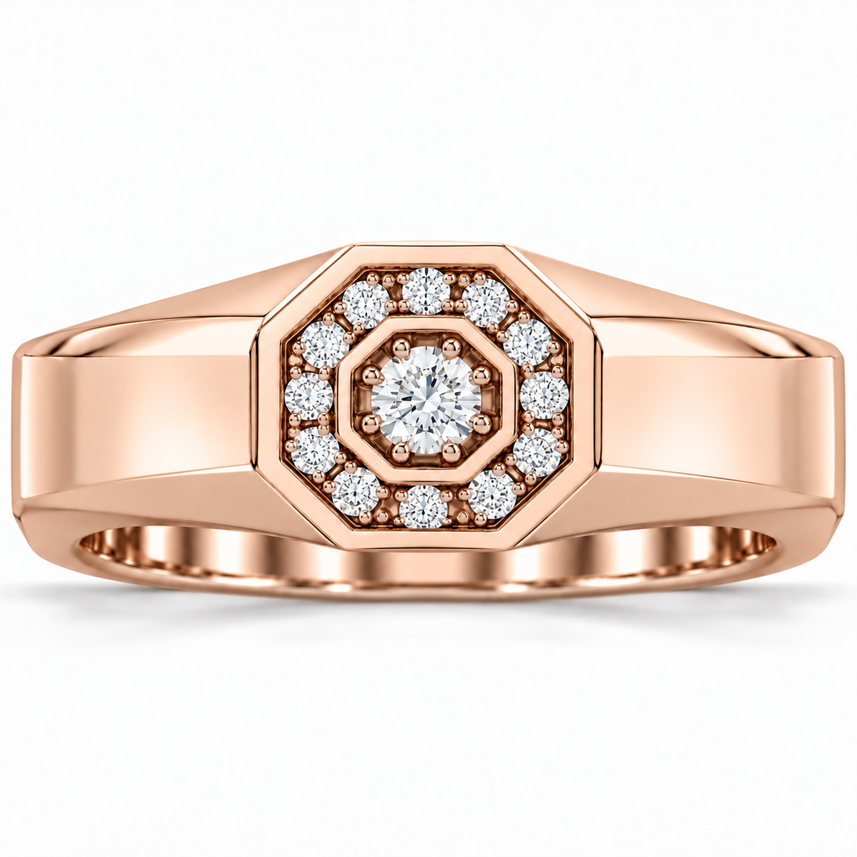 Men's 1/5 CTW Lab-Grown Diamond Halo-Style Band – 689204 — 14K Rose Gold, front view