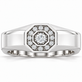 Men's 1/5 CTW Lab-Grown Diamond Halo-Style Band – 689204 — 14K White Gold, front view