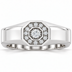 Men's 1/5 CTW Lab-Grown Diamond Halo-Style Band – 689204 — 14K White Gold, front view