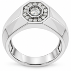Men's 1/5 CTW Lab-Grown Diamond Halo-Style Band – 689204 — 14K White Gold, profile view