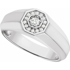 Men's 1/5 CTW Lab-Grown Diamond Halo-Style Band – 689204 — 14K White Gold, side view